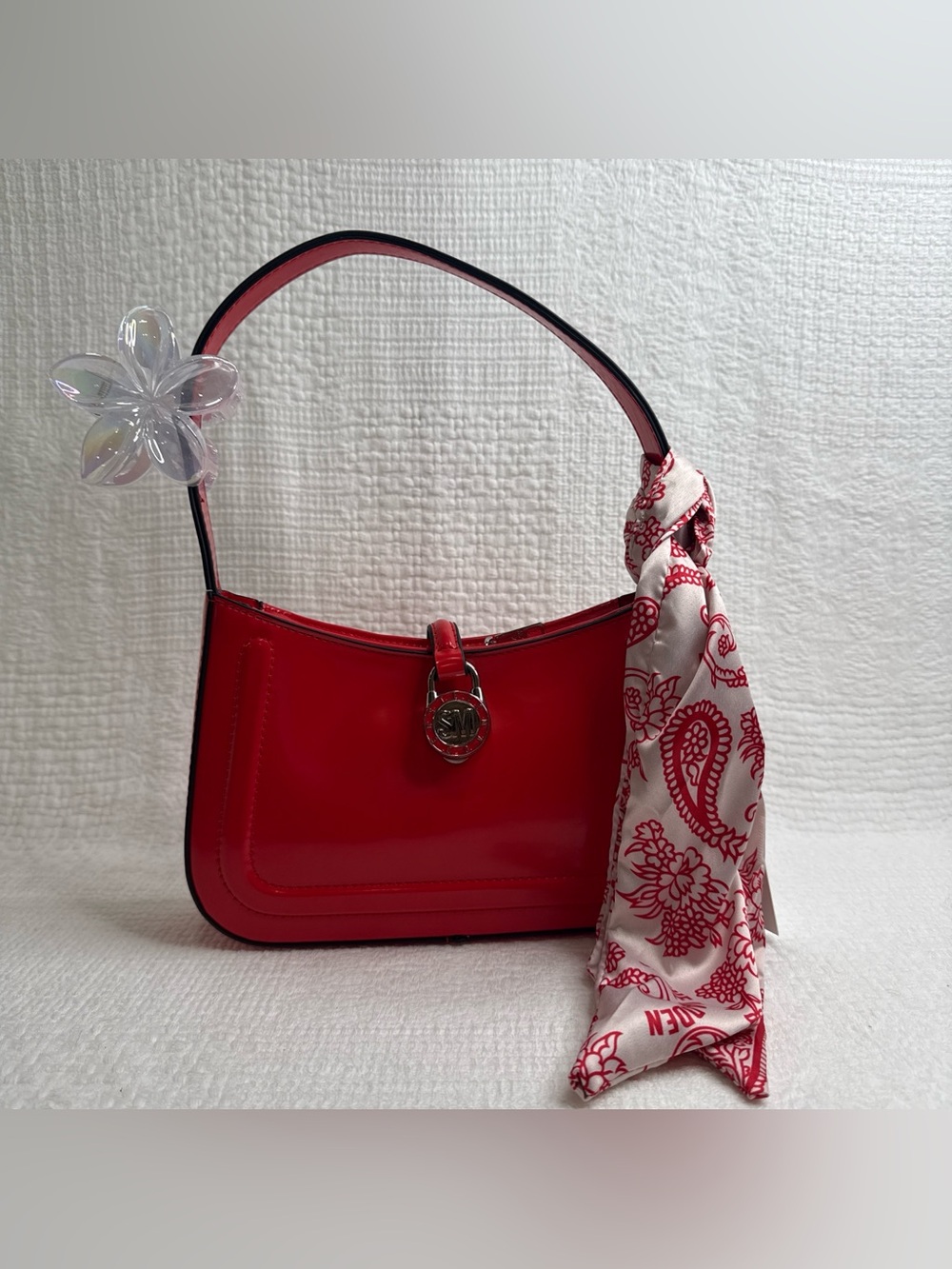 Steve Madden Red Broselyn Shoulder Bag w/ Detachable Scarf ❤️